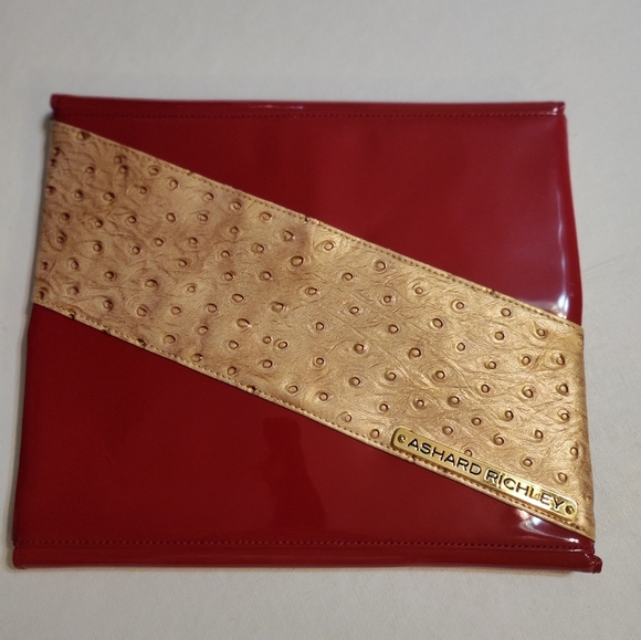 Sophisticated Modern Red and Gold Clutch/ IPAD Case with Metallic Accents EUC - Picture 3 of 15